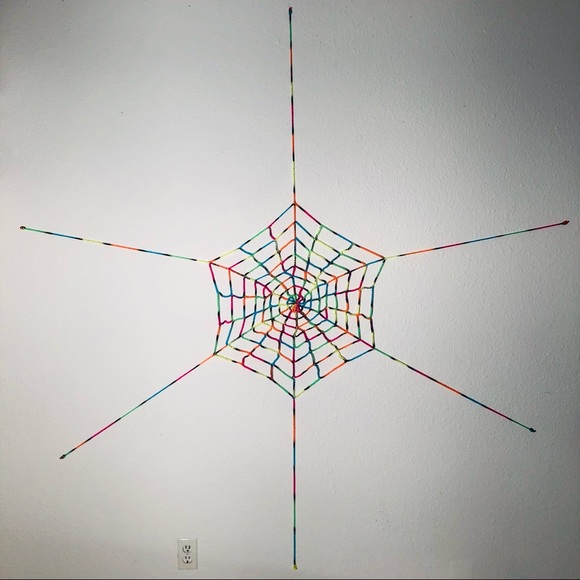 🎉HP🎉Handmade Crochet Rainbow Giant Spiderweb - Picture 8 of 9